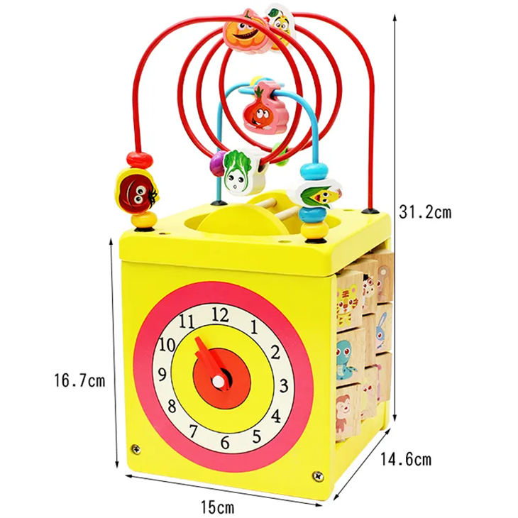 Wooden Activity Cube Preschool Learning Toys
