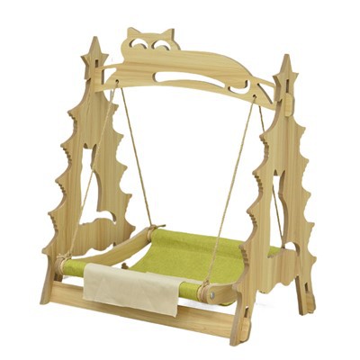 Lesena viseča mreža za mačke